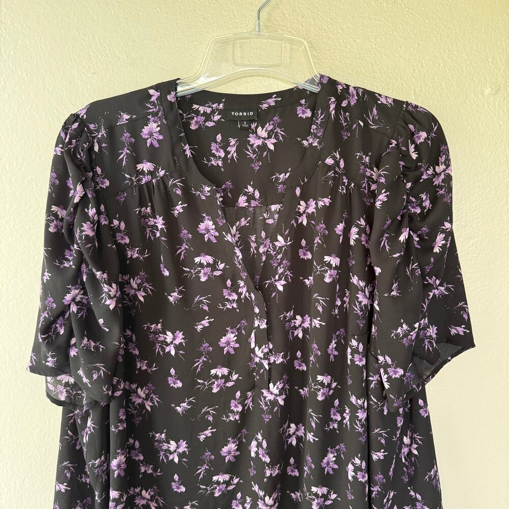 Torrid Harper flowy georgette fabric purple floral print size 3X - Picture 4 of 10